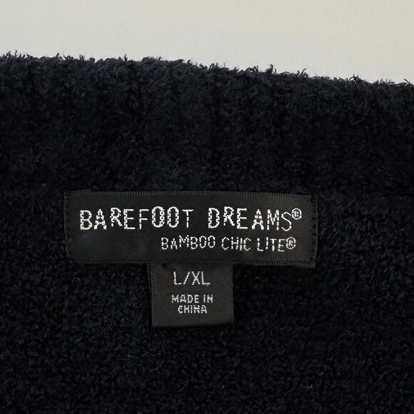 Barefoot Dreams Bamboo Chic Lite Open-Front Wrap Cardigan Sweater Black L/XL - Picture 9 of 10